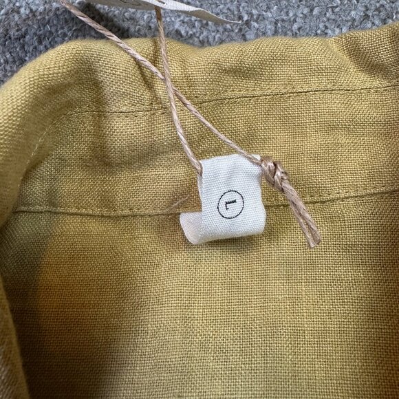 Grae Cove NWT Gwyneth Linen Natural Yellow Midi Wrap Belted Dress Women's Large - Picture 6 of 6